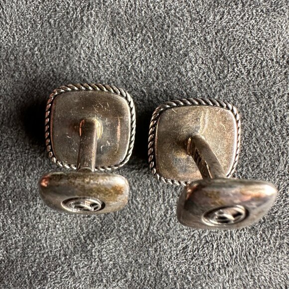 David Yurman Exotic Stone Cufflinks w/ Botswana Agate - RARE - Picture 14 of 16